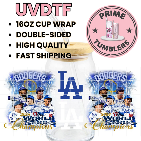 LA Dodger Los Angeles World Series 16oz UVDTF cup wrap, ready to apply STICKERS