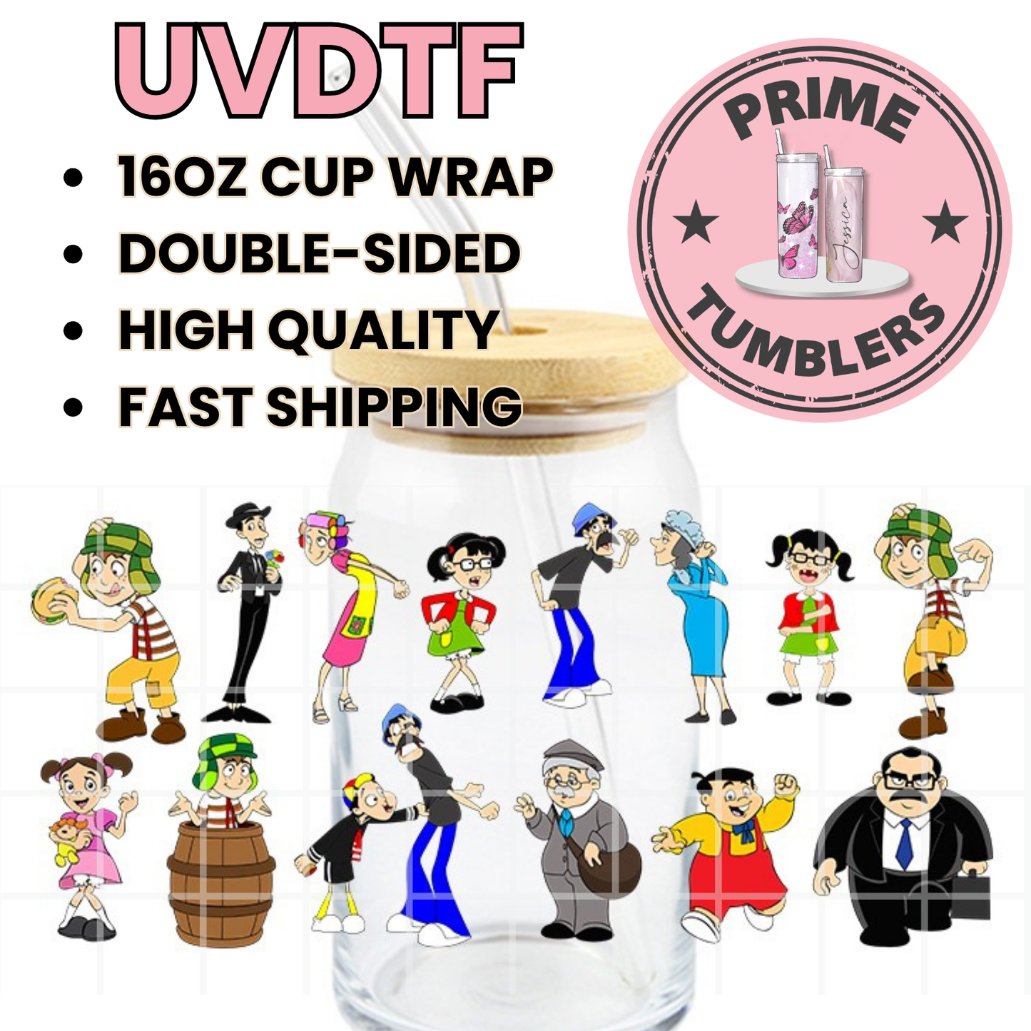 Mexico Mexican show EL CHAVO 16oz UVDTF cup wrap, ready to apply STICKERS