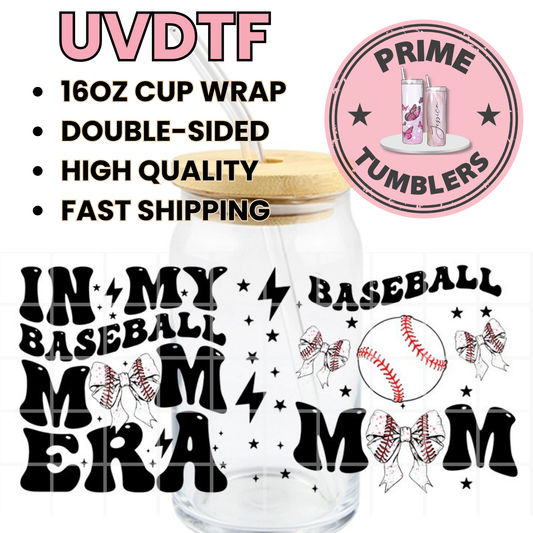 In my BASEBALL mom ERA 16oz UVDTF cup wrap, ready to apply STICKERS
