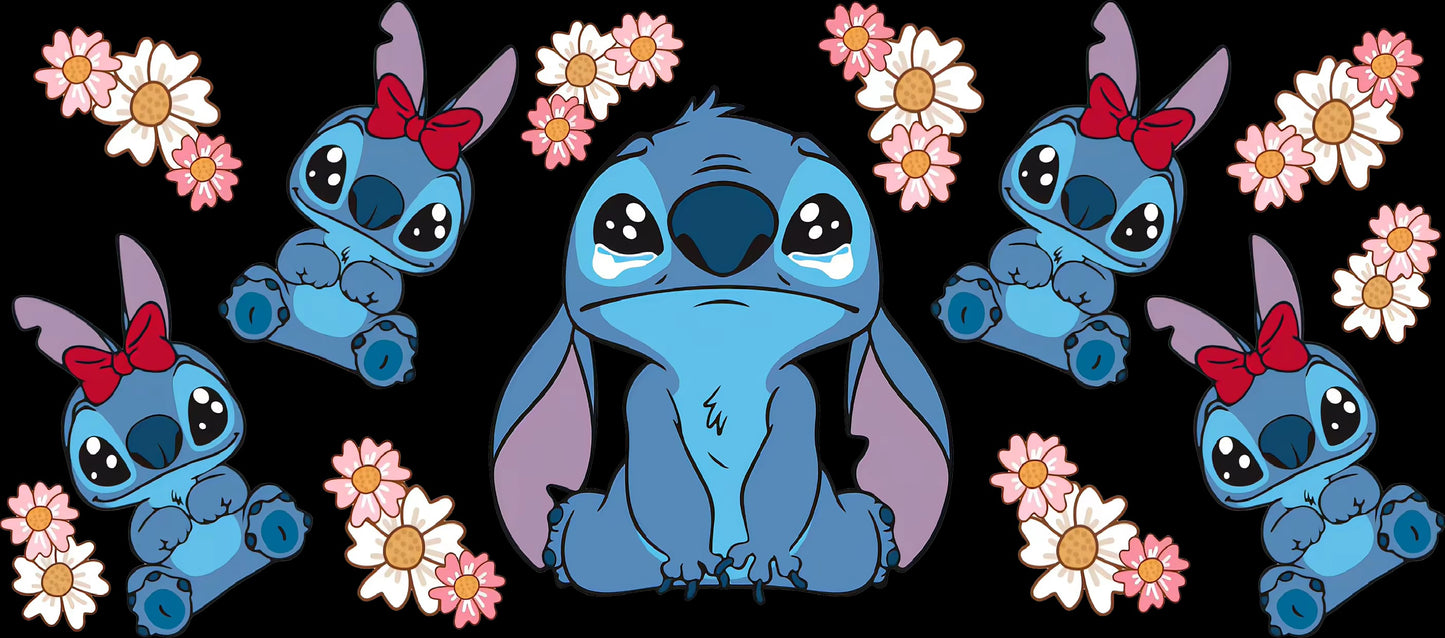 Disney Stitch BABY crying 16oz Libbey Glass Cup Wrap UVDTF, Ready to apply decal STICKERS ohana