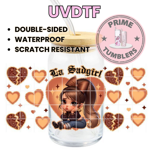 La Sadgirl 16oz UVDTF cup wrap, ready to apply STICKERS