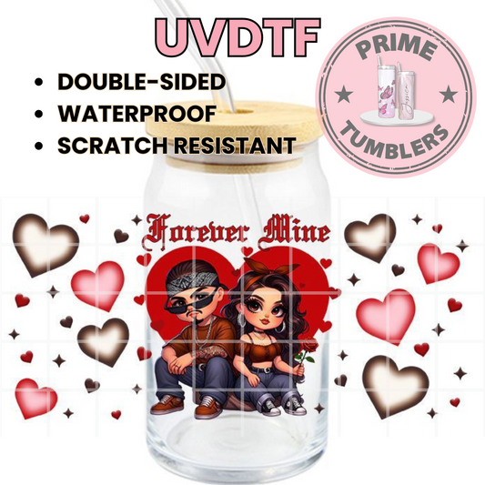 Forever Mine red 16oz UVDTF cup wrap, ready to apply STICKERS