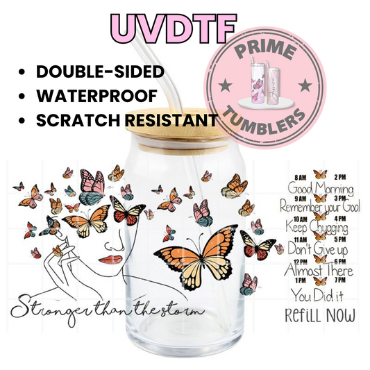 STRONGER than the Storm Butterflies 16oz UVDTF cup wrap, ready to apply STICKERS REFILL NOW butterfly