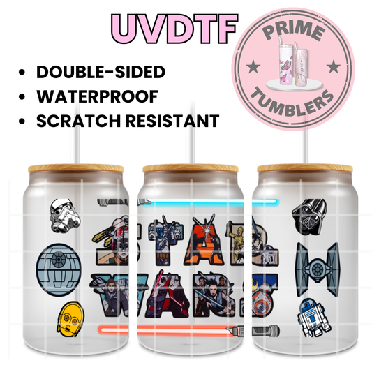 Star Wars 16oz UVDTF cup wrap, ready to apply STICKERS space Baby Alien decal