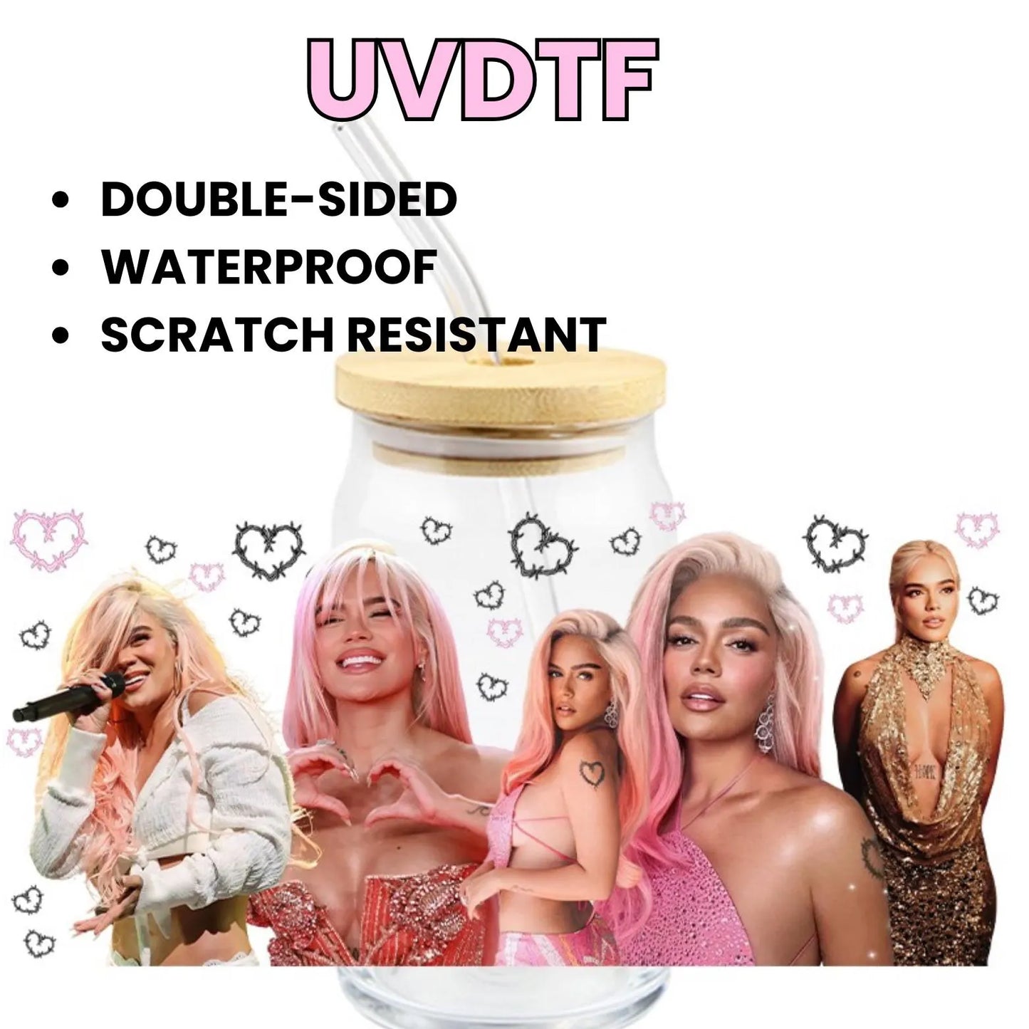 Karol G la bichota 16oz UVDTF cup wrap, ready to apply