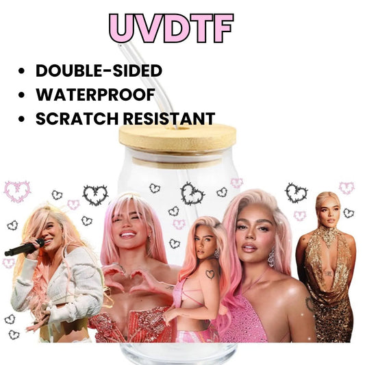 Karol G la bichota 16oz UVDTF cup wrap, ready to apply