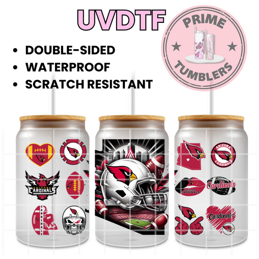 FOOTBALL Cardinals ARIZONA 16oz UVDTF cup wrap, ready to apply STICKERS sport