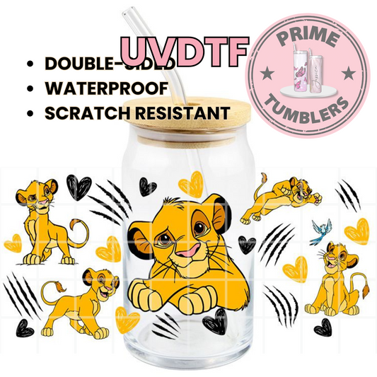 Disney's The Lion King Movie 16oz UVDTF cup wrap, ready to apply STICKERS Decal Simba
