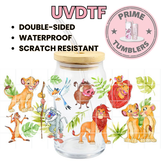 Disney movie The Lion King 16oz UVDTF cup wrap, ready to apply STICKERS Simba, Mufasa, Nala, Timon, Pumbaa, and Rafiki