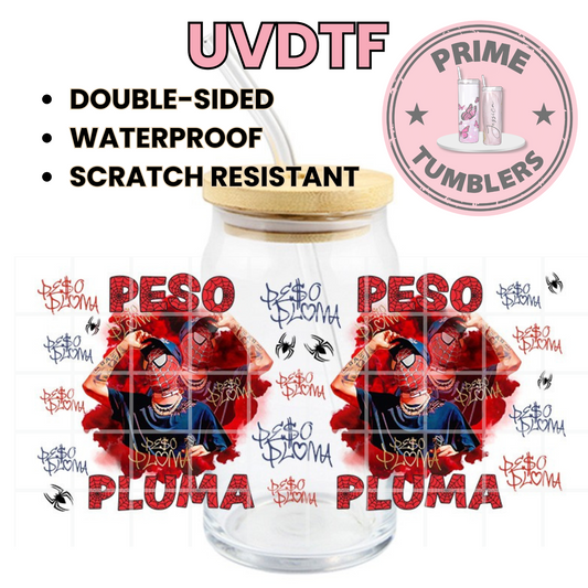 Peso Pluma PP Spiderman 16oz UVDTF cup wrap, ready to apply STICKERS