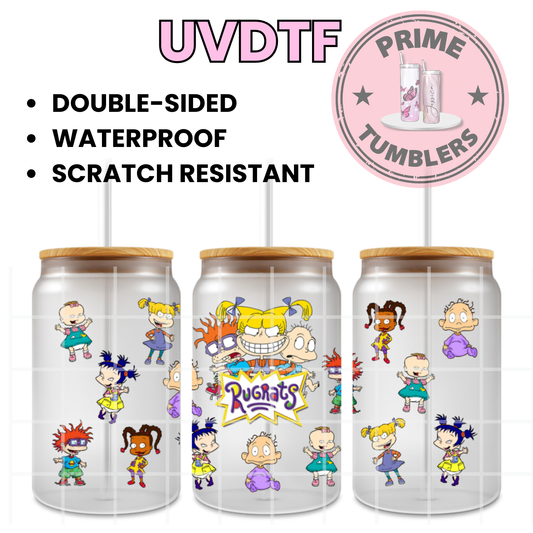 RUGRATS animated TV SHOW 16oz Libbey Glass Cup Wrap UVDTF, Ready to apply decal STICKERS