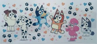 BLUEY friends paws 16oz UVDTF cup wrap, ready to apply STICKERS on