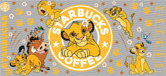 Disney's The Lion King Simba and Timba 16oz UVDTF cup wrap, ready to apply STICKERS Starbucks logo Coffee