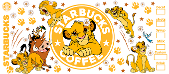 Disney's The Lion King Simba and Timba 16oz UVDTF cup wrap, ready to apply STICKERS Starbucks logo Coffee