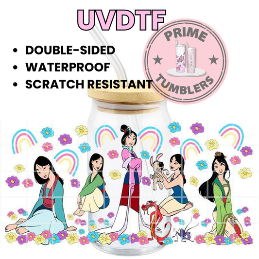 MULAN movie 16oz UVDTF cup wrap, ready to apply STICKERS decals Mulan, Mushu and Cri-Kee