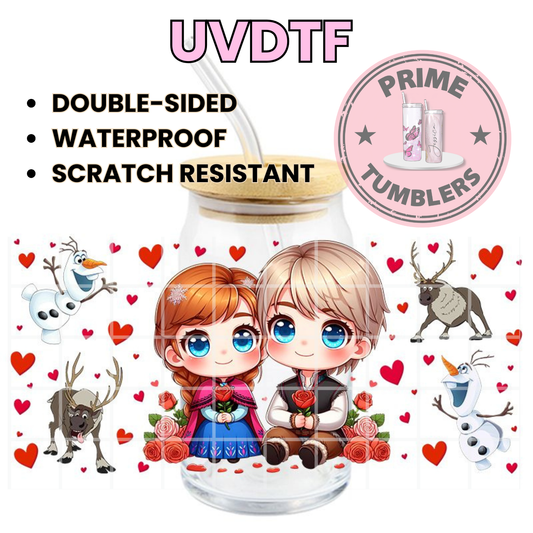 Disney's Frozen MOVIE Anna, Kristoff, Sven, and Olaf 16oz UVDTF cup wrap, ready to apply STICKERS decal