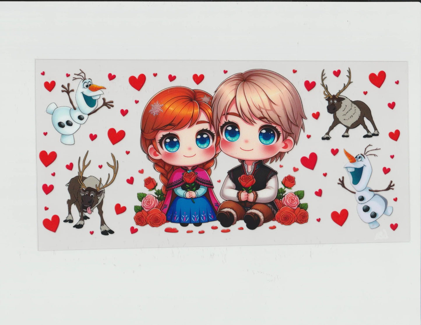 Disney's Frozen MOVIE Anna, Kristoff, Sven, and Olaf 16oz UVDTF cup wrap, ready to apply STICKERS decal