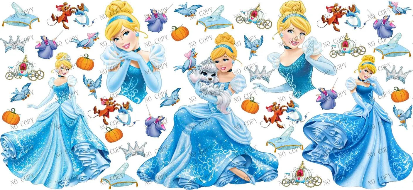 Disney princess Cinderella 16oz glass can UVDTF cup wrap, ready to apply STICKERS pumpkin carriage