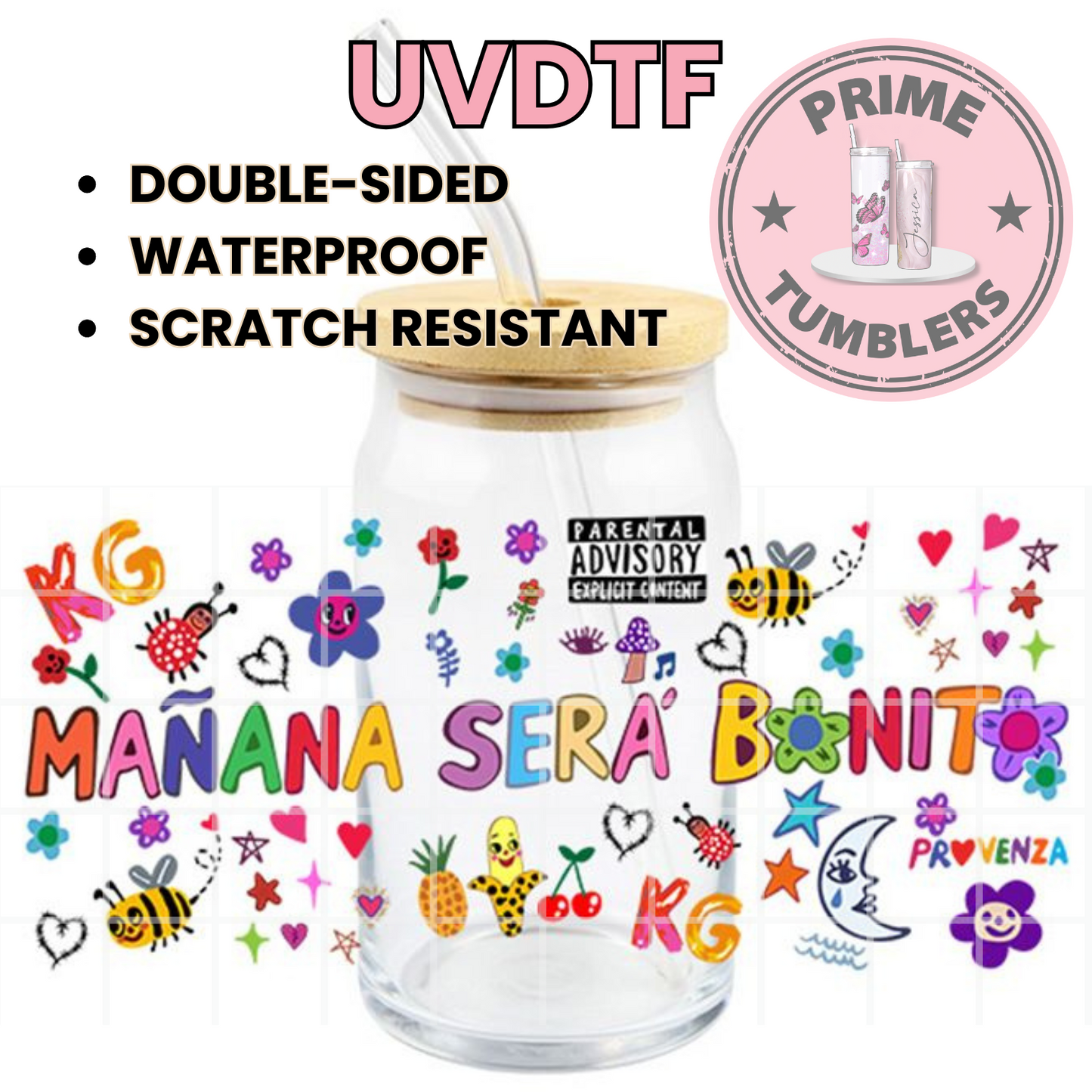 Karol G Manana sera bonito 16oz UVDTF cup wrap, ready to apply