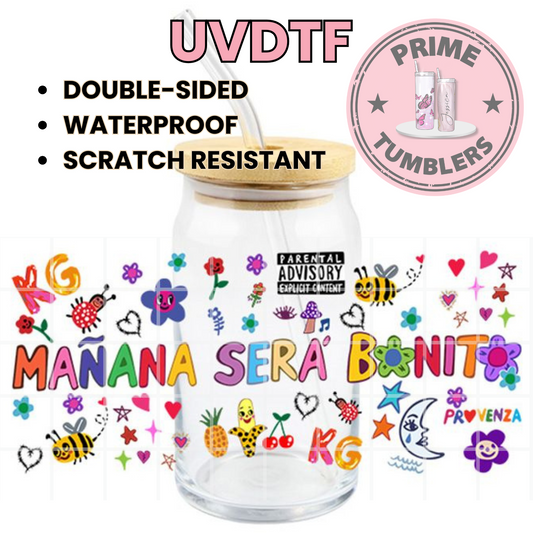 Karol G Manana sera bonito 16oz UVDTF cup wrap, ready to apply