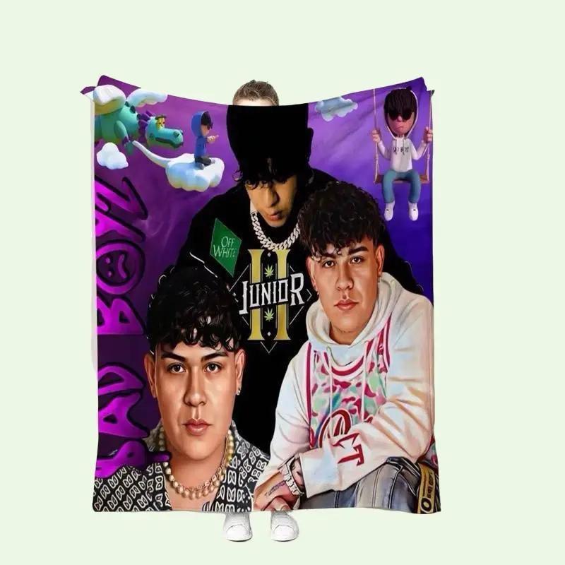 Junior H sad Boys purple soft Blanket Urban Style Cobija Estilo Urbano – Juvenile Design with Artistic Elements on Purple Background Lightweight Soft Material 50inx60in Machine Washable Room Decoration