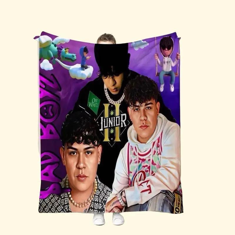 Junior H sad Boys purple soft Blanket Urban Style Cobija Estilo Urbano – Juvenile Design with Artistic Elements on Purple Background Lightweight Soft Material 50inx60in Machine Washable Room Decoration