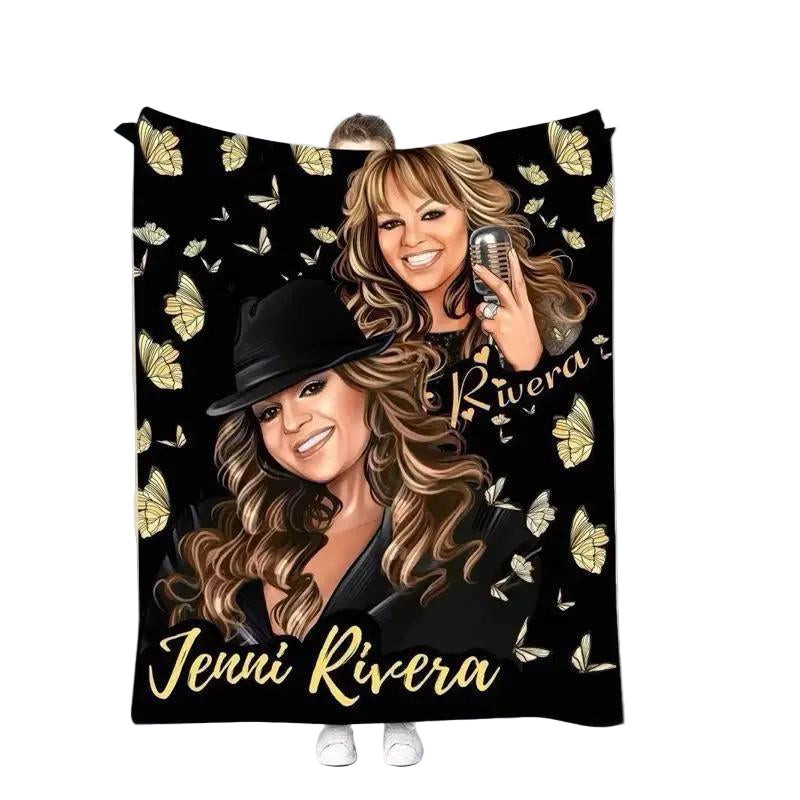 Cobija Estilo Homenaje – Diseño Mariposas Doradas Inspirado Unisex Lightweight Warm Blanket 50in x 60in Machine Washable for Bed Sofa Jenni Rivera