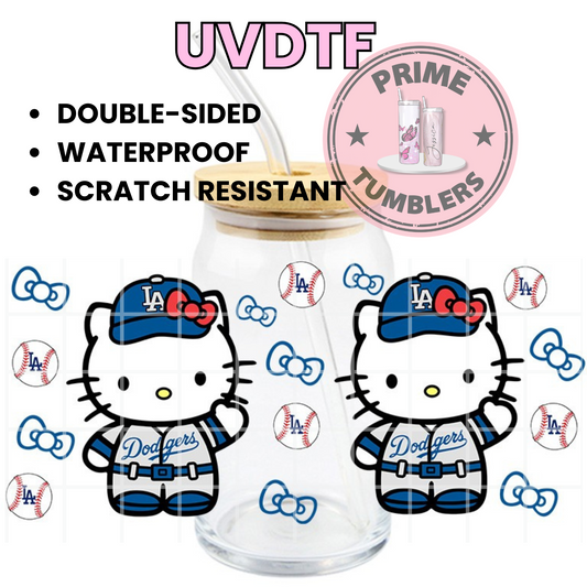 LA Dodger Los Angeles baseball hk HELLO KITTY 16oz UVDTF cup wrap, ready to apply STICKERS Sanrio