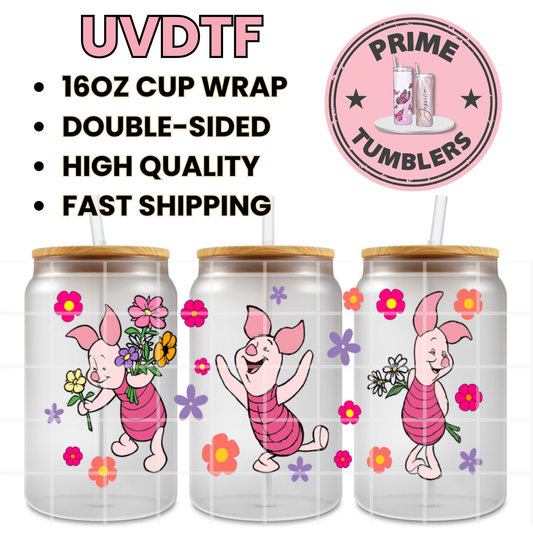 Winnie the Pooh Friend Piglet 16oz UVDTF cup wrap, ready to apply STICKERS Disney