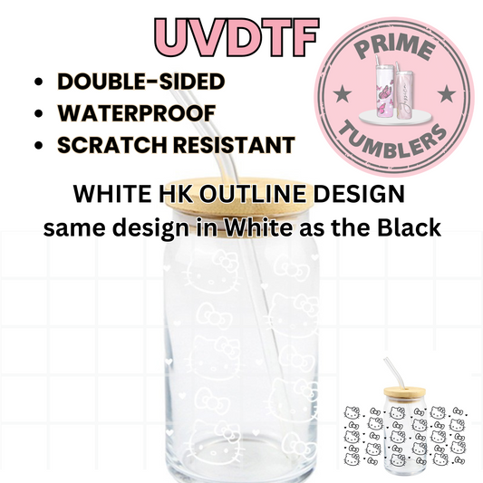 Hello Kitty white outline 16oz UVDTF cup wrap, ready to apply STICKERS HK