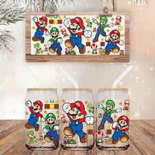 Super Mario, Luigi, and Toad 16oz UVDTF cup wrap, ready to apply STICKER decal