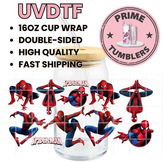 SPIDERMAN hero 16oz UVDTF cup wrap, ready to apply STICKERS