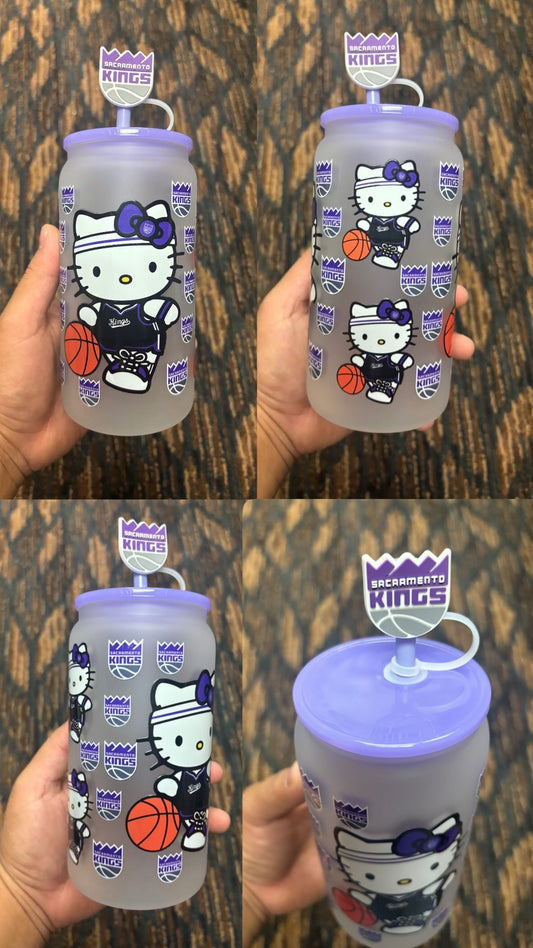 Kings Hello Kitty 16oz frosted GLASS cup