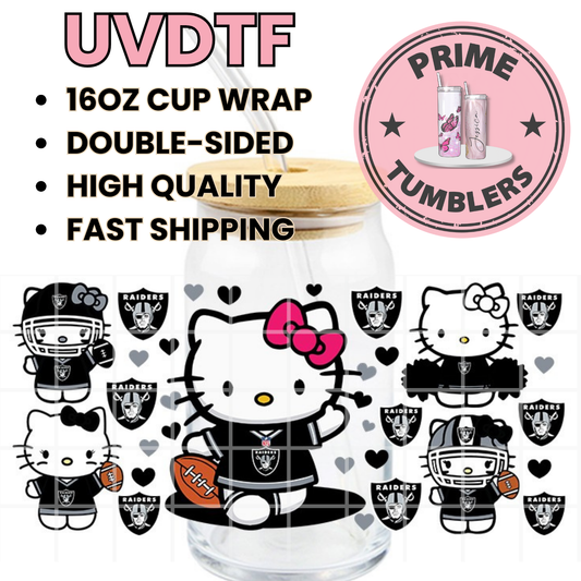 Hello Kitty RAIDERS 16oz UVDTF cup wrap, ready to apply STICKERS