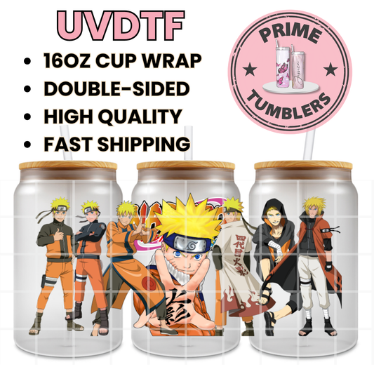 NARUTO anime 16oz UVDTF cup wrap, ready to apply STICKERS