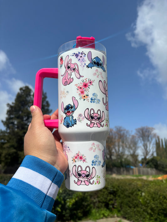 Stitch and Angel pink 40oz Tumbler STANLEY cup HK