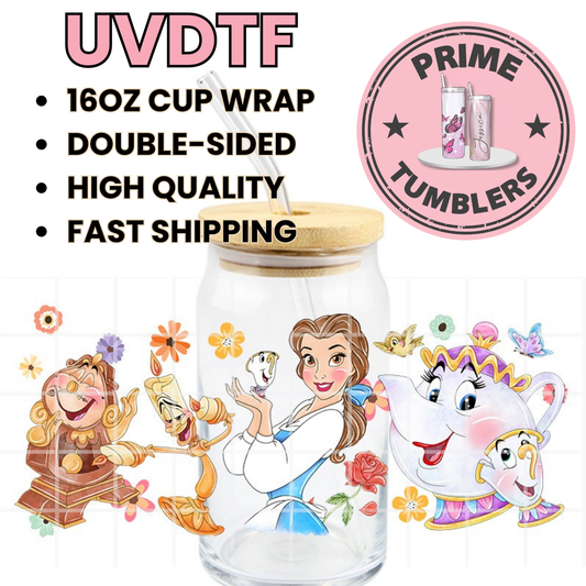 Belle 16oz UVDTF cup wrap, ready to apply STICKERS
