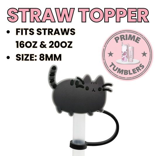 Kitty gray Regular size 8MM Straw Topper
