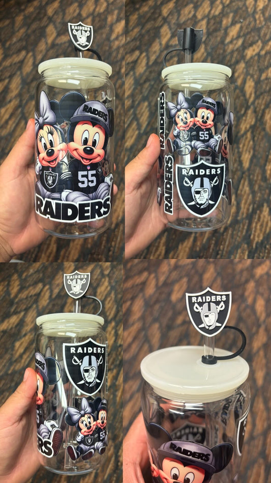 Mickey MOUSE Raiders 16oz frosted GLASS cup