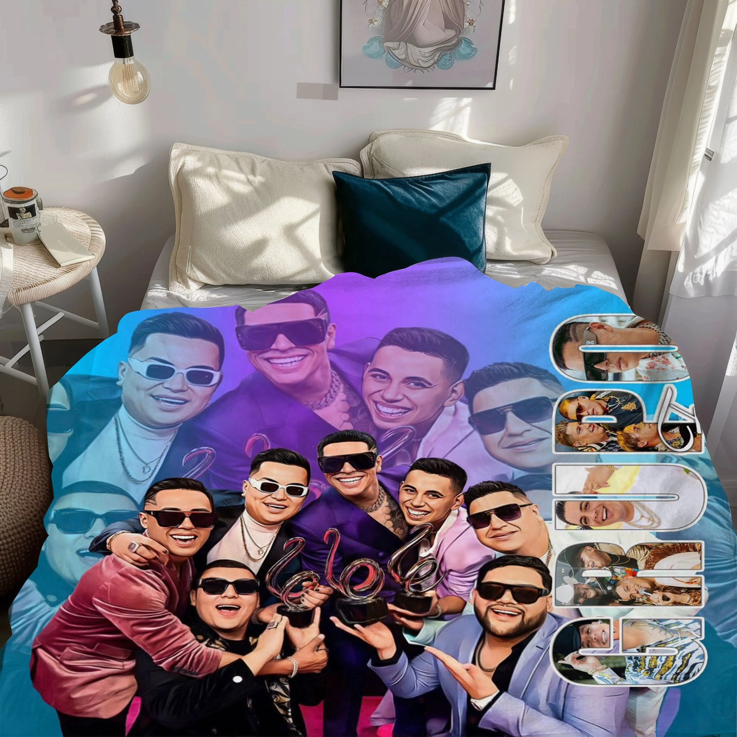 Mexican regional music group, Grupo Firme soft throw Blanket singer Eduin Caz Grupo Firme Fleece Blanket Soft Throw for Music Fans Vibrant Colorful Design Super Soft Microfiber 50IN X 60IN  Machine Washable Cozy Gift