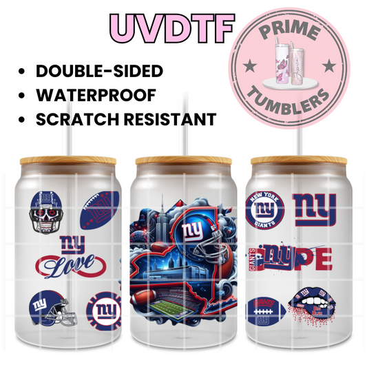 NEW YORK Giants 16oz UVDTF cup wrap, ready to apply STICKERS Football sport