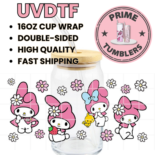 Sanrio MY MELODY 16oz UVDTF cup wrap, ready to apply STICKERS