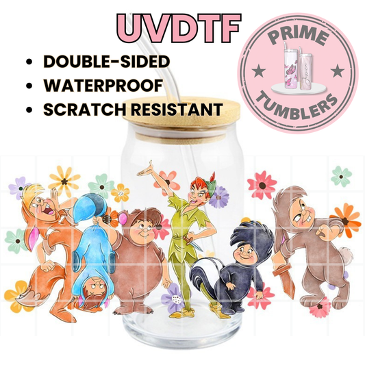 Peter Pan and the Lost Boys 16oz UVDTF cup wrap, ready to apply STICKERS Decals fairy Tinker Bell