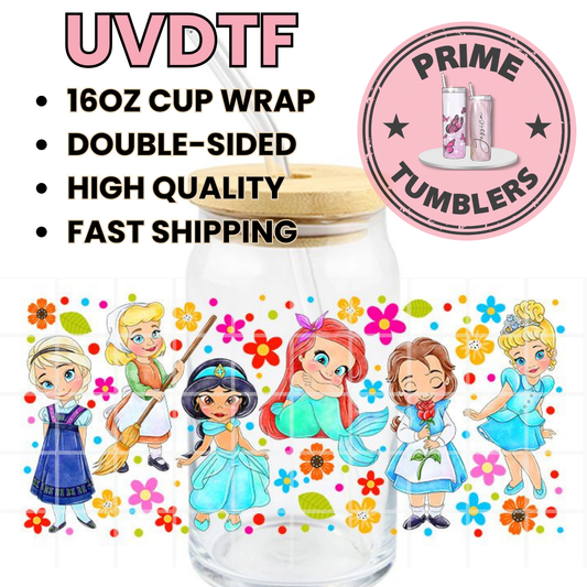 Baby Princess 16oz UVDTF cup wrap, ready to apply STICKERS