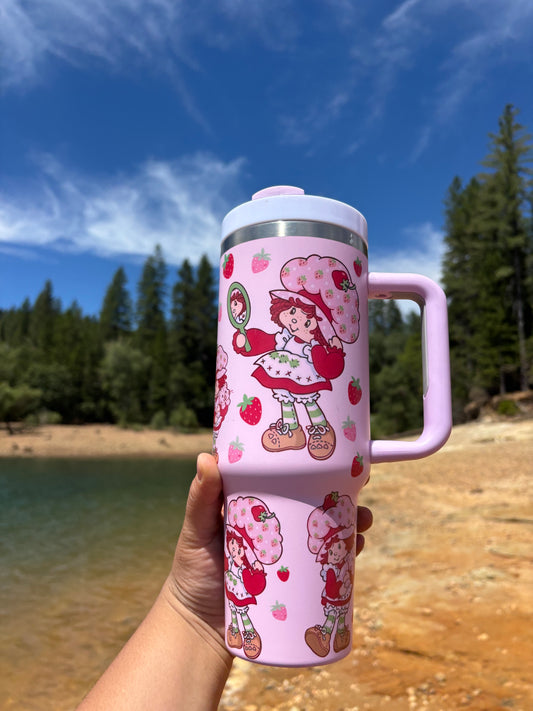 Strawberry SHORTCAKE pink 40oz Tumbler (STANLEY Dupe) cup