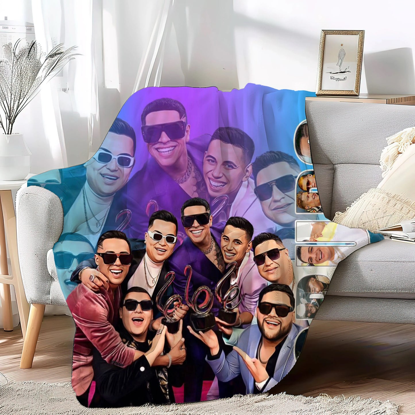 Mexican regional music group, Grupo Firme soft throw Blanket singer Eduin Caz Grupo Firme Fleece Blanket Soft Throw for Music Fans Vibrant Colorful Design Super Soft Microfiber 50IN X 60IN  Machine Washable Cozy Gift