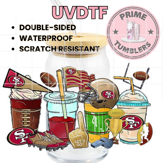Coffee Forty Niners Football 49ers SF San Francisco 16oz UVDTF cup wrap, ready to apply STICKERS
