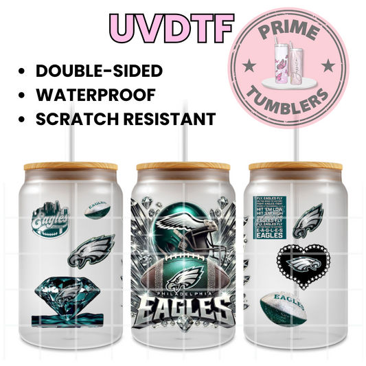 FOOTBALL Philadelphia Eagles 16oz UVDTF cup wrap, ready to apply STICKERS sport