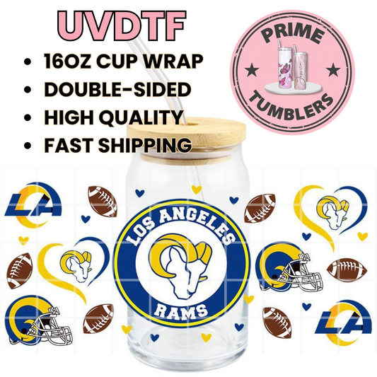 LOS ANGELES RAMS 16oz UVDTF cup wrap, ready to apply STICKERS Football sport