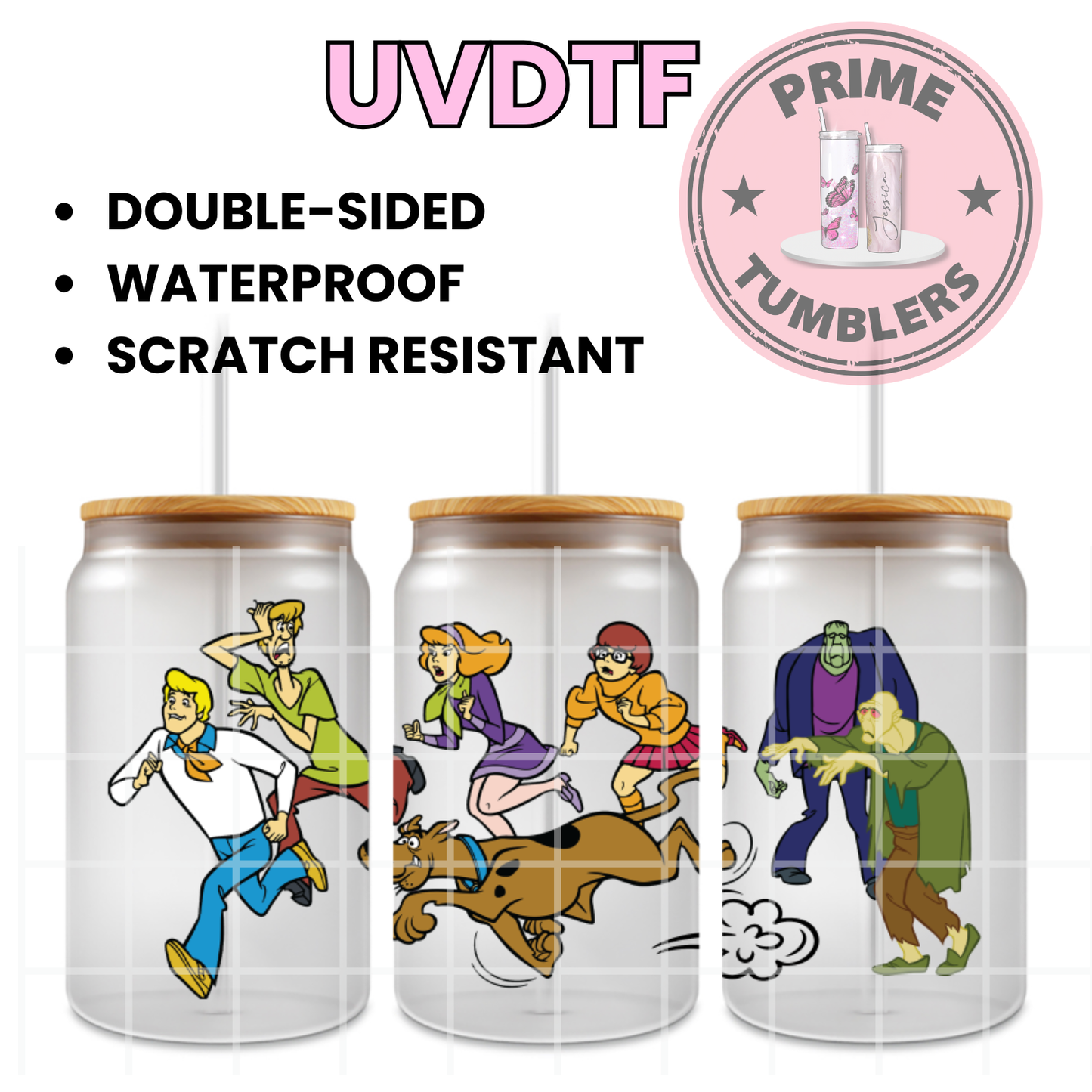 Fred Jones Shaggy Rogers Daphne Blake Velma Dinkley Scooby-Doo Tv show 16oz UVDTF cup wrap, ready to apply STICKERS decal